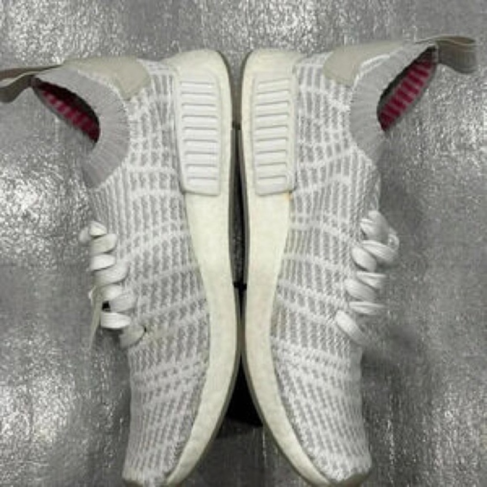 adidas White Knit Slip-On Sneakers with Pink Interior Accents - Picture 3 of 6